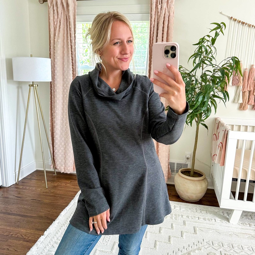 Stonewear Baha Cowl Neck Pullover Long Sleeve Tunic Gray L